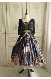 Faeries Daffodil Starry Night Chronicles Print JSK and Black Overlayer Set(Reservation/Full Payment Without Shipping)